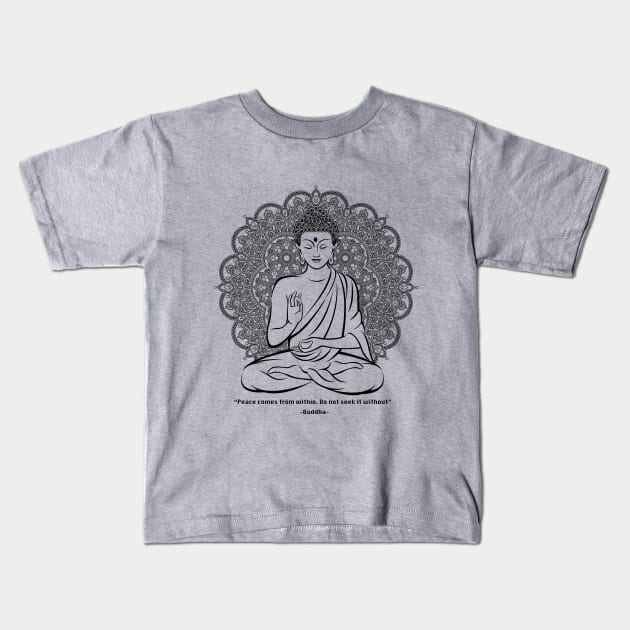 Mandala Meditating Buddha Kids T-Shirt by Nirvanax Studio